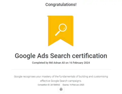 google ads search certification