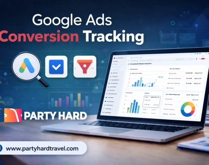google ads conversion tracking for party hard travel